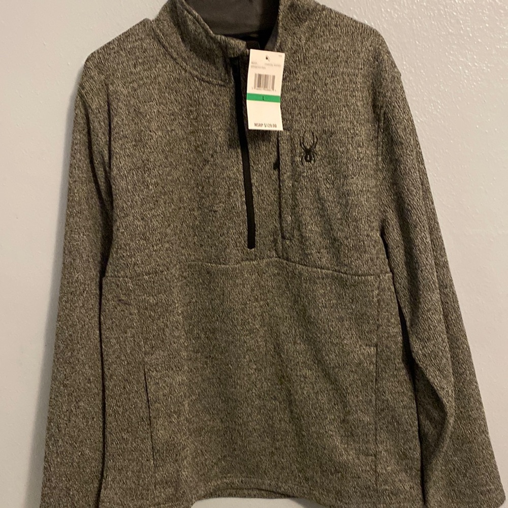 NWT - Spyder- Never worn and tags in place. Charcoal Heather half zipped jacket.
